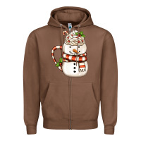 Chestnut Christmas Snowman Coffee Cup Zipper Hoodie - FaDigitalArtStudio