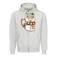 Dove Grey Christmas Snowman Coffee Cup Zipper Hoodie - FaDigitalArtStudio