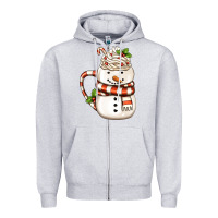 Heather Grey Christmas Snowman Coffee Cup Zipper Hoodie - FaDigitalArtStudio