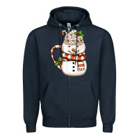 Navy Christmas Snowman Coffee Cup Zipper Hoodie - FaDigitalArtStudio