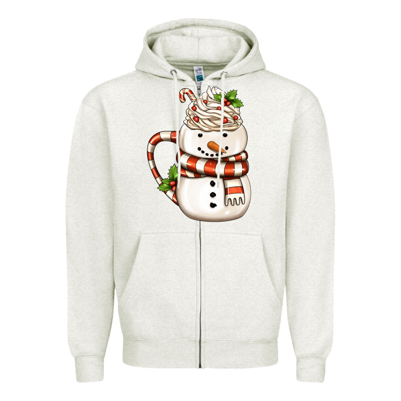 Christmas Snowman Coffee Cup Zipper Hoodie by FaDigitalArtStudio | Teevron