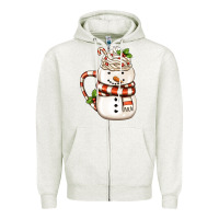 Oatmeal Heather Christmas Snowman Coffee Cup Zipper Hoodie - FaDigitalArtStudio