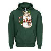 Sports Green Christmas Snowman Coffee Cup Zipper Hoodie - FaDigitalArtStudio