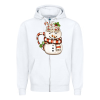 White Christmas Snowman Coffee Cup Zipper Hoodie - FaDigitalArtStudio