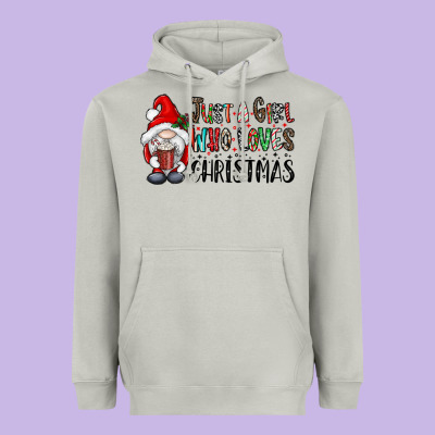 Just A Girk Who Loves Christmas Heavyweight Hoodie Designed By Cowhidedigitalart