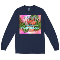 Navy just a girl who loves flamingo Long Sleeve Tee - TumblerDesignByShophia