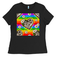 Black Pride LGBTQ+ Cowhide Hearts And Daisy Patterns Ladies Tee - BundleAndBundleShop