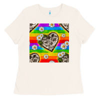 Bone Pride LGBTQ+ Cowhide Hearts And Daisy Patterns Ladies Tee - BundleAndBundleShop