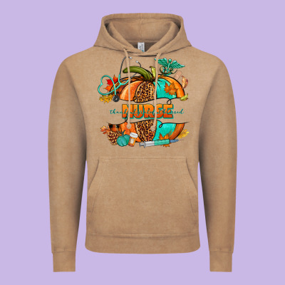 Pumpkin Nurse Vintage Hoodie Designed By Nancycooperartshop