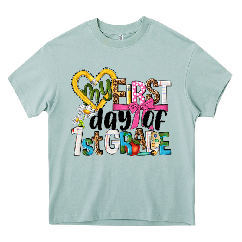 My First Day Of 1st Grade Heavy Core Tee by NancyCooperArtShop | Teevron