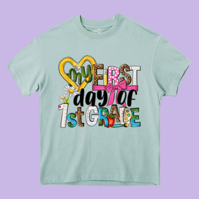 My First Day Of 1st Grade Heavy Core Tee Designed By Nancycooperartshop