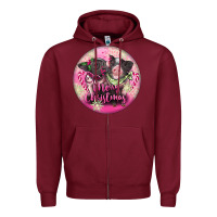 Burgundy Pink Merry Christmas Pig Zipper Hoodie - FaDigitalArtStudio