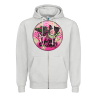 Dove Grey Pink Merry Christmas Pig Zipper Hoodie - FaDigitalArtStudio