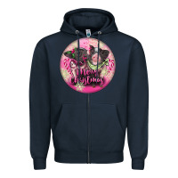 Navy Pink Merry Christmas Pig Zipper Hoodie - FaDigitalArtStudio