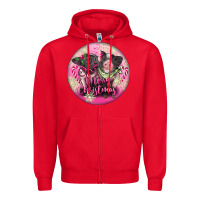 Red Pink Merry Christmas Pig Zipper Hoodie - FaDigitalArtStudio