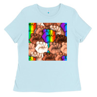 Baby Blue Pride lgbtq fists seamless pattern Ladies Tee - BundleAndBundleShop