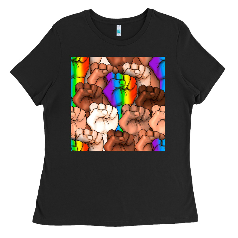 Pride Lgbtq Fists Seamless Pattern Ladies Tee by BundleAndBundleShop | Teevron