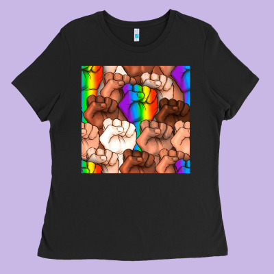 Pride Lgbtq Fists Seamless Pattern Ladies Tee Designed By Bundleandbundleshop