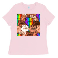 Bubblegum Pink Pride lgbtq fists seamless pattern Ladies Tee - BundleAndBundleShop