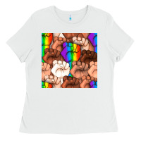 White Pride lgbtq fists seamless pattern Ladies Tee - BundleAndBundleShop