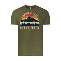 Vintage Olive national park grand teton vintage retro hiking Vintage Tee - linhVisuals