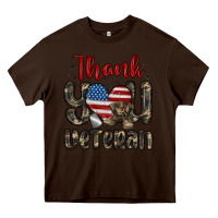 Chocolate Brown thank you veteran Heavy Core Tee - MaliasSmallBusiness