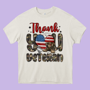 Thank You Veteran Heavy Core Tee Designed By Maliassmallbusiness