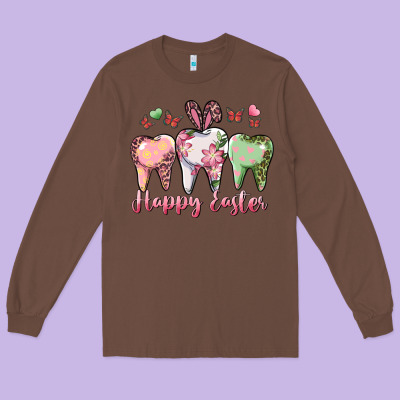 Happy Easter Dental Long Sleeve Tee Designed By Ranaportraitstore