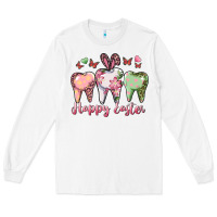 White Happy Easter Dental Long Sleeve Tee - RanaPortraitStore