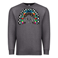 Charcoal Heather Racing Rainbow Premium Sweatshirt - CowhideDigitalArt