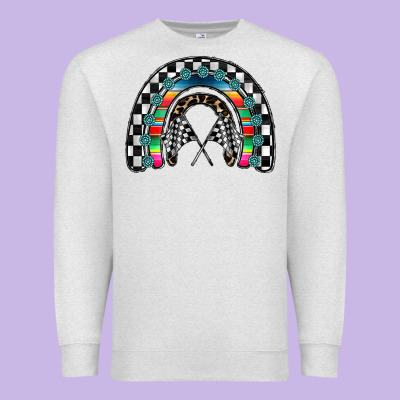 Racing Rainbow Premium Sweatshirt Designed By Cowhidedigitalart