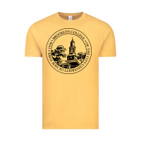Vintage Mustard brooklyn college seal Vintage Tee - linhVisuals