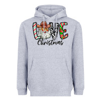 Heather Grey Love Christmas Santa Heavyweight Hoodie - CowhideDigitalArt