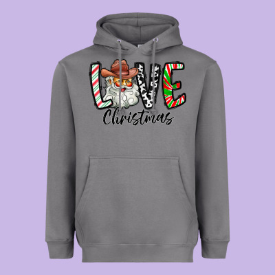 Love Christmas Santa Heavyweight Hoodie Designed By Cowhidedigitalart