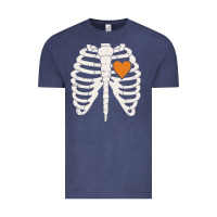 Vintage Denim skeleton rib case orange pumpkin heart vintage halloween anatomy costu Vintage Tee - linhVisuals