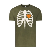 Skeleton Rib Case Orange Pumpkin Heart Vintage Halloween Anatomy Costu Vintage Tee | Teevron