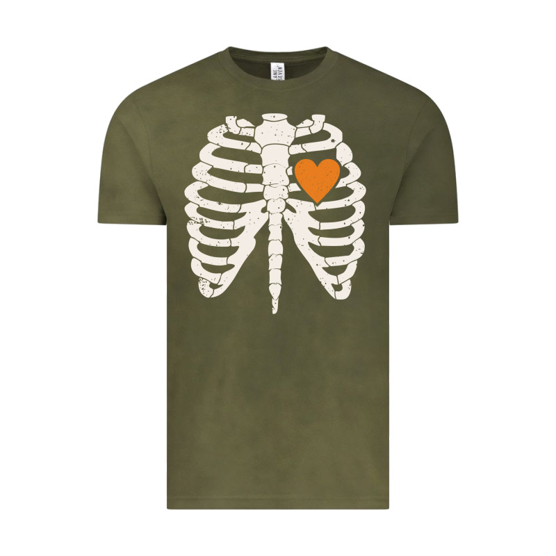Skeleton Rib Case Orange Pumpkin Heart Vintage Halloween Anatomy Costu Vintage Tee by linhVisuals | Teevron