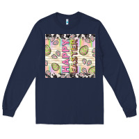 Navy happy easter with cowhide Long Sleeve Tee - TumblerDesignByShophia