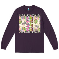 Plum happy easter with cowhide Long Sleeve Tee - TumblerDesignByShophia