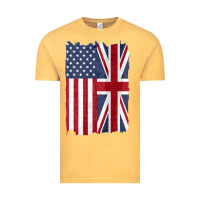 Vintage Mustard united states with united kingdom flag mix us and uk union jack Vintage Tee - linhVisuals
