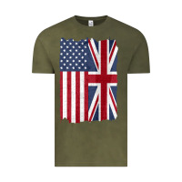 Vintage Olive united states with united kingdom flag mix us and uk union jack Vintage Tee - linhVisuals