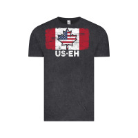 Vintage Black us eh american canadian flag canada day leaf with usa flag inside Vintage Tee - linhVisuals