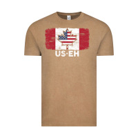 Vintage Coffee us eh american canadian flag canada day leaf with usa flag inside Vintage Tee - linhVisuals
