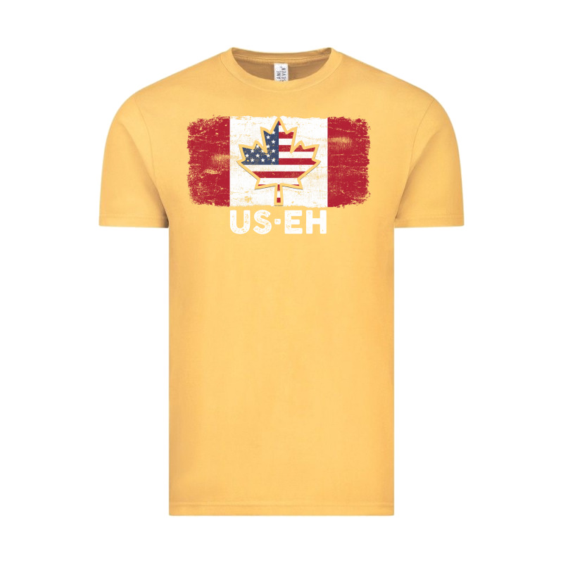 Us Eh American Canadian Flag Canada Day Leaf With Usa Flag Inside Vintage Tee by linhVisuals | Teevron
