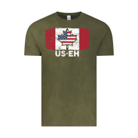 Vintage Olive us eh american canadian flag canada day leaf with usa flag inside Vintage Tee - linhVisuals