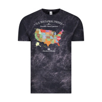 Cloud Black us national parks map colorful with all 59 national parks Vintage Tee - linhVisuals