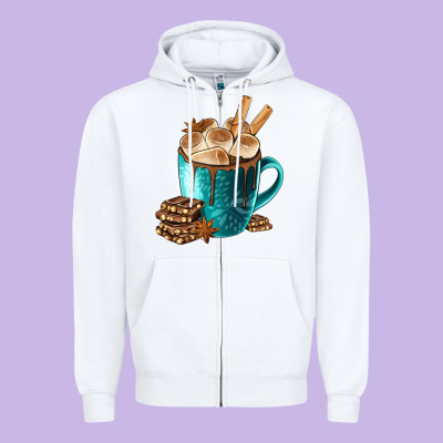 Chocolate And Coffee Zipper Hoodie Designed By Fadigitalartstudio