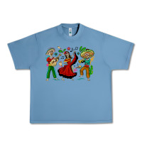 Pebble Blue Mexican Skeletons Urban Heavy Tee - texasbilliewilder