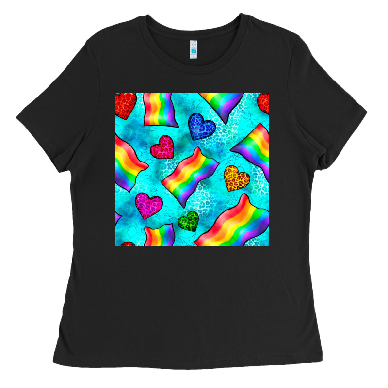 Pride Lgbtq Flags And Leopard Seamless Pattern Ladies Tee by BundleAndBundleShop | Teevron