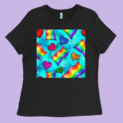 Pride Lgbtq Flags And Leopard Seamless Pattern Ladies Tee Designed By Bundleandbundleshop